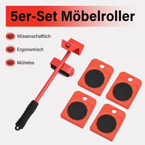 5er-Set Möbelroller, rot image number 1