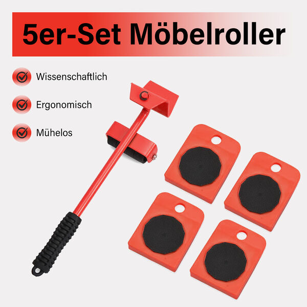 5er-Set Möbelroller, rot image number 1