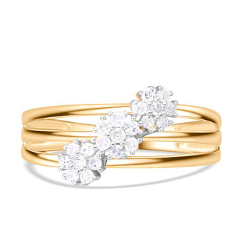 Wei&szlig;er Diamant P Ring 925 Silber Gelbgold Vermeil (Gr&ouml;&szlig;e 17.00) ca. 0,33 ct