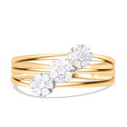 Weißer Diamant P Ring 925 Silber Gelbgold Vermeil (Größe 17.00) ca. 0,33 ct