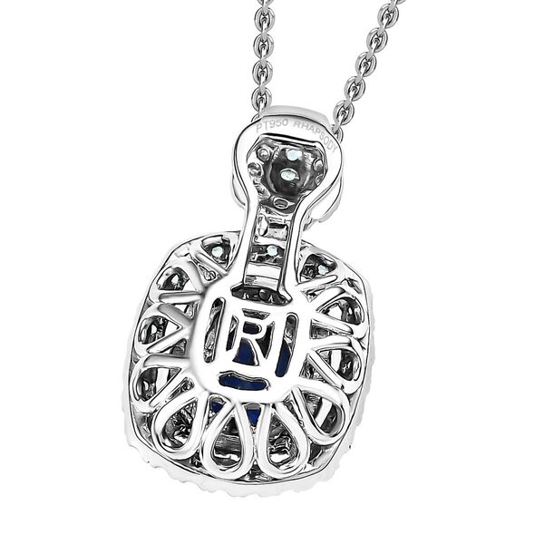 RHAPSODY zertifiziert und geprüft AAAA ceylonfarbener blauer Saphir, Paraiba Turmalin und VS Diamant Anhänger mit 45cm Kette in 950 Platin - 2 ct. image number 4