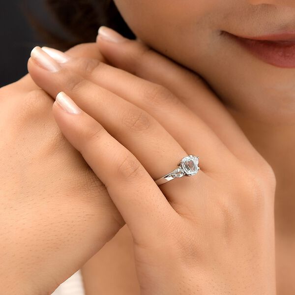 Himmelblauer Topas Ring, Edelstahl (Gr&ouml;&szlig;e 16.00) ca. 1,28 ct image number 3