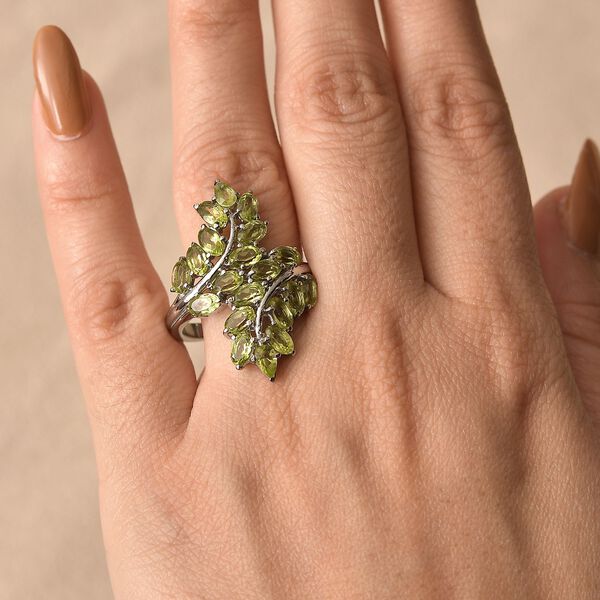 Natürlicher Peridot Ring, Edelstahl (Größe 19.00) ca. 5.31 ct image number 3