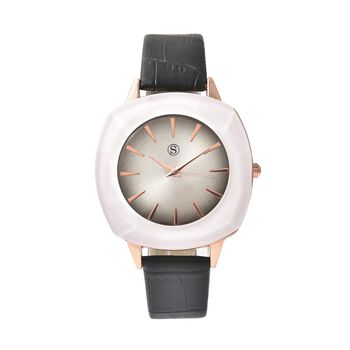 Strada - Elegante Damen-Uhr, PU-Leder Armband, wasserdicht, japanisches Uhrwerk, Stahloptik