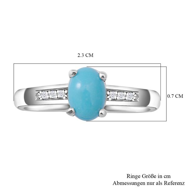 Amerikanischer, natürlicher Sleeping Beauty Türkis und weißer Zirkon-Ring, 925 Silber platiniert  ca. 0,76 ct image number 5