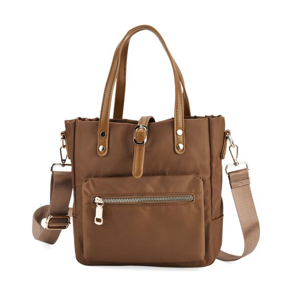 Nylon Crossbody Tasche, 22x23x9 cm, Gold