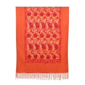 Bestickter Schal mit Paisley und Floralem Stickerei, 70 x 180 cm, Orange