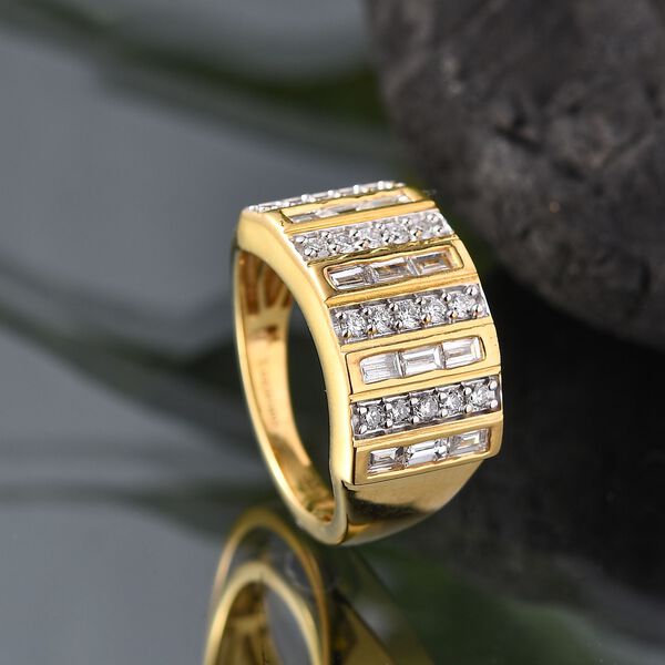 LUXURIANT SGL zertifizierter SI-GH Labor Diamant Ring, 925 Silber rhodiniert und 750 Gelbgold Vermeil - 1 ct. image number 2