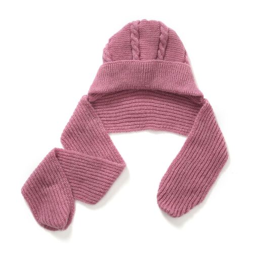 2-in-1 Gestrickte Winter Schalmütze, rosa image number 0