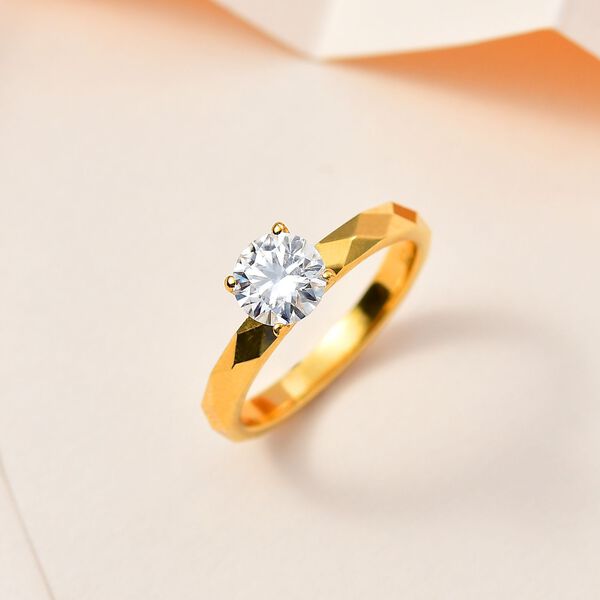 Moissanit Ring, 925 Silber mit Gelbgold Vermeil - 0,91 ct. image number 3