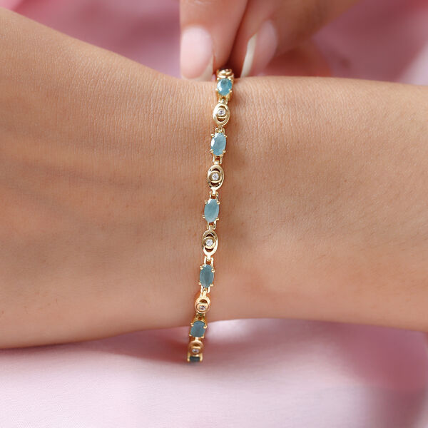 Grandidierit und weißes Zirkon-Armband, ca. 20 cm, 925 Silber vergoldet ca. 3,12 ct image number 3