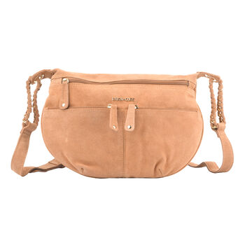 Crossbody Tasche aus 100% echtem Leder, Gr&ouml;&szlig;e 33x3,8x25,4 cm, Hellbraun