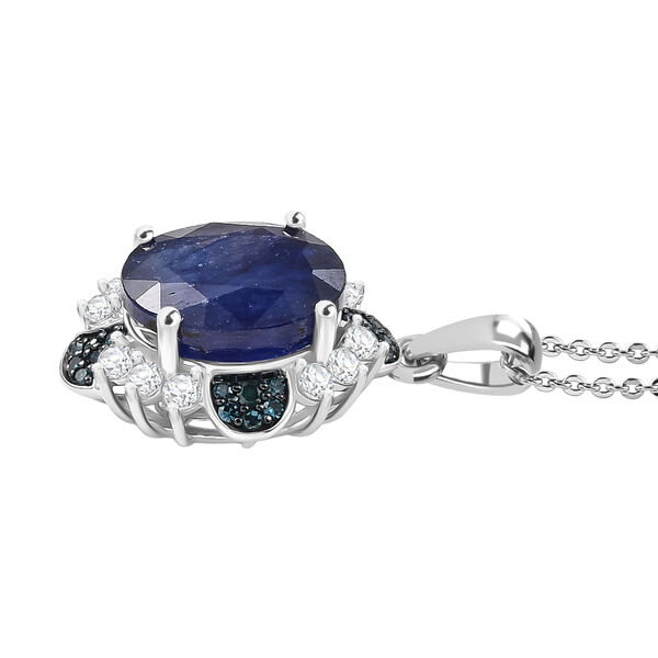 D'Joy Masoala Saphir, Zirkon und blauer Diamant Anhänger mit 50cm Kette - 7,65 ct. image number 4