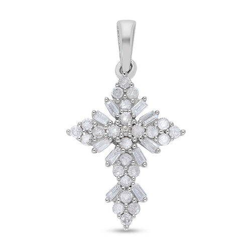 Diamant Kreuz Anhänger 925 Platin-Überzug ca. 0,50 ct image number 0