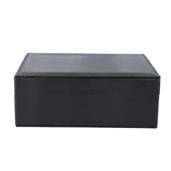 Schmuck Organizer mit Krokoprägung, Spiegel und Fächer, 23,5x18,5x8,5 cm, Schwarz image number 5