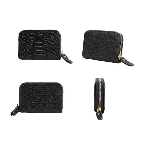 Geldbörse aus 100% echtem Leder, Größe: 11x7,5 cm, Schwarz image number 2