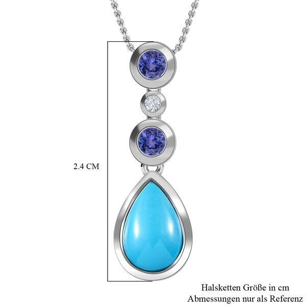 Drop AA T&uuml;rkis, Tansanit und Zirkon-Anh&auml;nger mit Kette image number 6