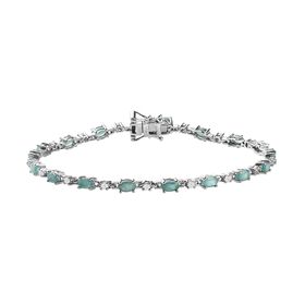 AA Grandidierit und weißes Zirkon Armband, ca. 20 cm, 925 Silber platiniert ca. 5.70 ct