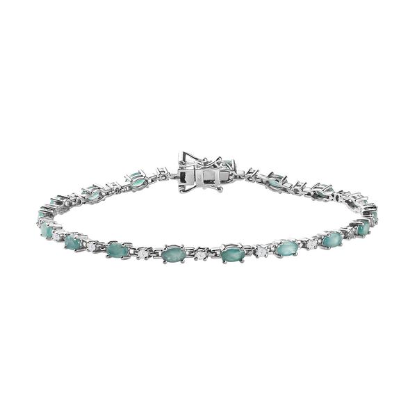 AA Grandidierit und wei&szlig;es Zirkon Armband, ca. 20 cm, 925 Silber platiniert ca. 5.70 ct