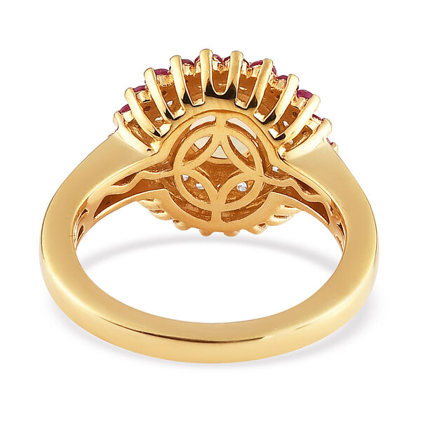 Natürlicher Äthiopischer Opal und Afrikanischer Rubin (Fissure gefüllt) Ring 925 Silber vergoldet image number 6