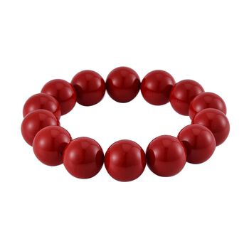Rote Muschelkernperle Armband Flexibel