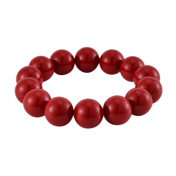 Rote Muschelkernperle Armband Flexibel