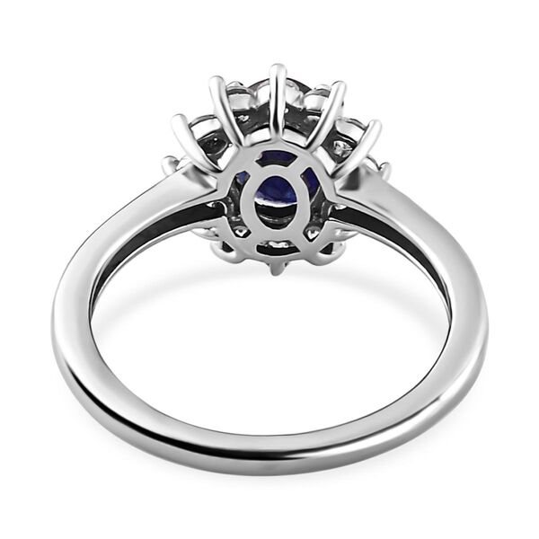 Masoala Saphir und wei&szlig;er Zirkon-Ring, (Fissure gef&uuml;llt), 925 Silber platiniert (Gr&ouml;&szlig;e 16.00) ca. 1.84 ct image number 6