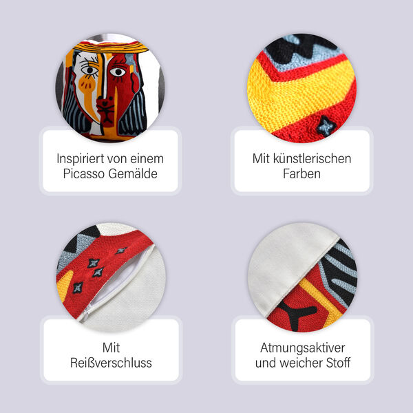 Besticktes Kissenbezug mit Rei&szlig;verschluss, Gesicht image number 9