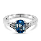 London Blau Topas und Zirkon Ring 925 Silber platiniert (Größe 16.00)