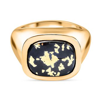 Tucson Exklusive- Goldenite Ring 925 Silber 750 Gelbgold Vermeil (Gr&ouml;&szlig;e 17.00) ca. 4.58 ct