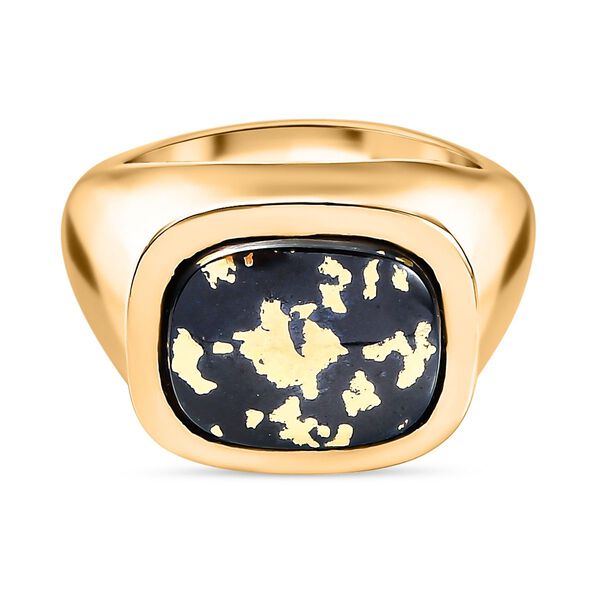 Tucson Exklusive- Goldenite Ring 925 Silber 750 Gelbgold Vermeil (Gr&ouml;&szlig;e 17.00) ca. 4.58 ct