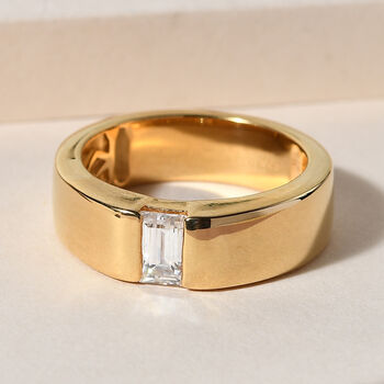 88 Facetten Moissanit Ring 925 Silber Gelbgold Vermeil  ca. 0,62 ct