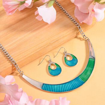 2er Set - emaillierte Halskette ca. 50 cm und Ohringe