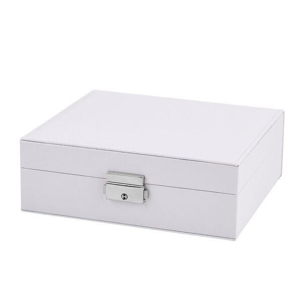 Schmuck Aufbewahrungsbox mit Haken und Fächern, 19x17x6.8 cm, Weiß image number 4