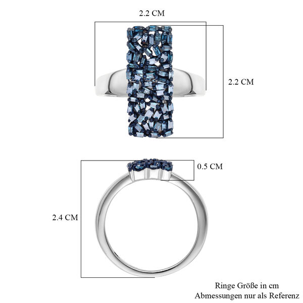Blauer Diamant Ring, 925 Silber platiniert (Größe 16.00) ca. 0.50 ct image number 6