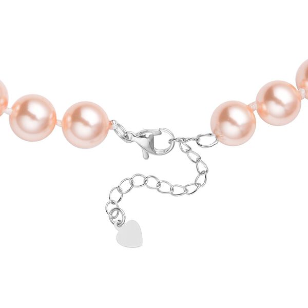Rosa Muschelkernperlen-Halskette, ca. 45 cm, silberfarben image number 4
