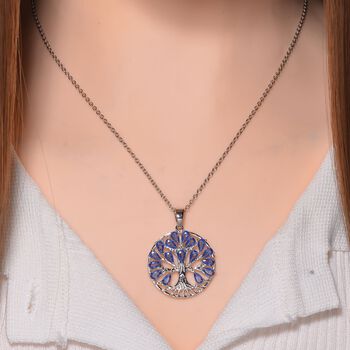 Blauer Zirkonia Halskette ca. 50 cm Messing