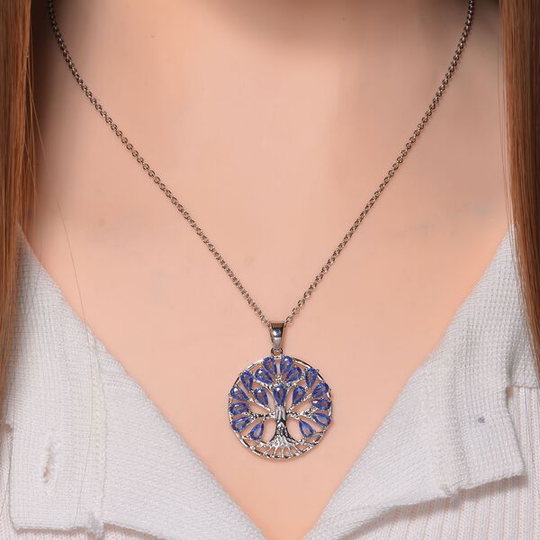 Blauer Zirkonia Halskette ca. 50 cm Messing image number 2