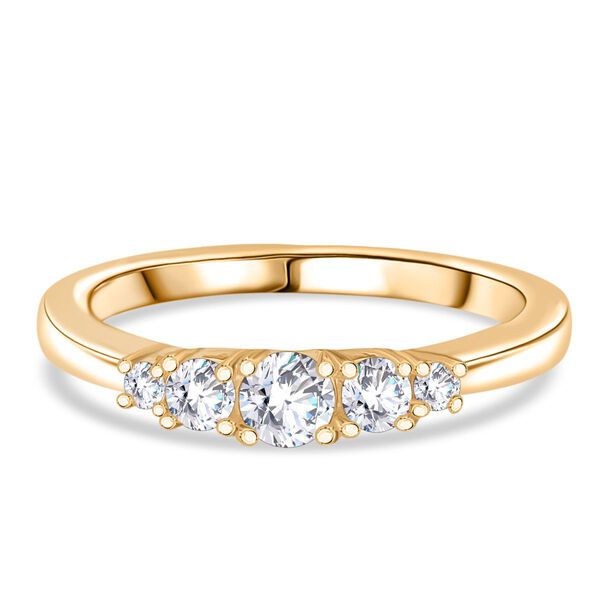 RADIANTA GRA zertifiziert Moissanit (D-VVS) Ring 925 Silber vergoldet (Gr&ouml;&szlig;e 16.00) ca. 0.49 ct