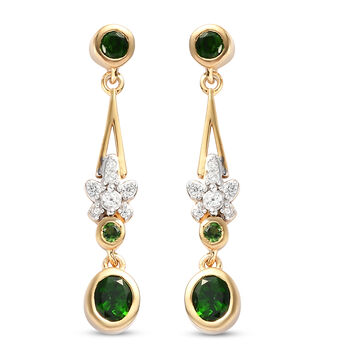 Nat&uuml;rlicher Chromdiopsid Ohrringe 925 Silber vergoldet ca. 1,98 ct