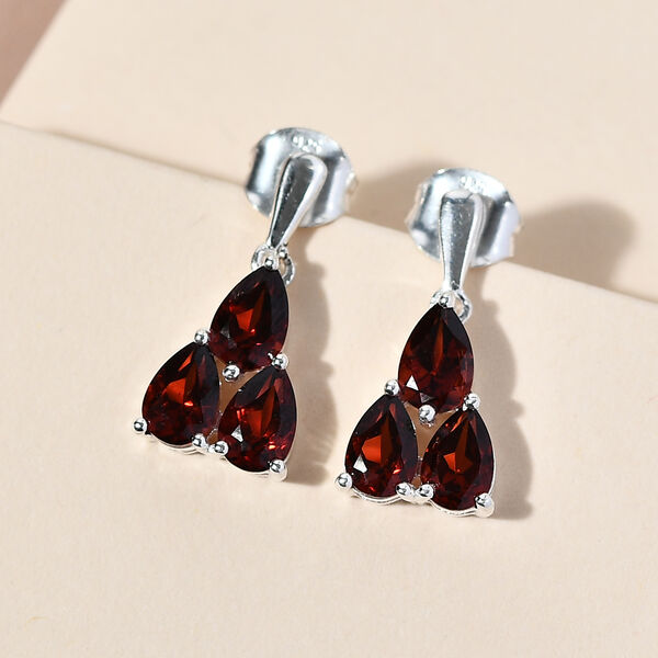 Rote Granat-Ohrringe, 925 Silber ca. 3,13 ct image number 2