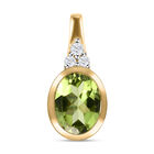 Natürlicher Peridot und weißer Zirkon-Anhänger, 925 Silber vergoldet ca. 1,86 ct
