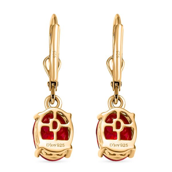 D'Joy Lab Grown Padparadscha-Saphir Ohrringe 925 Silber 750 Gelb Vergoldet ca. 5.11 ct image number 5