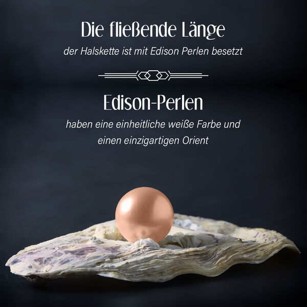 Edison Perle 50cm Halskette, 925 Silber vergoldet image number 3