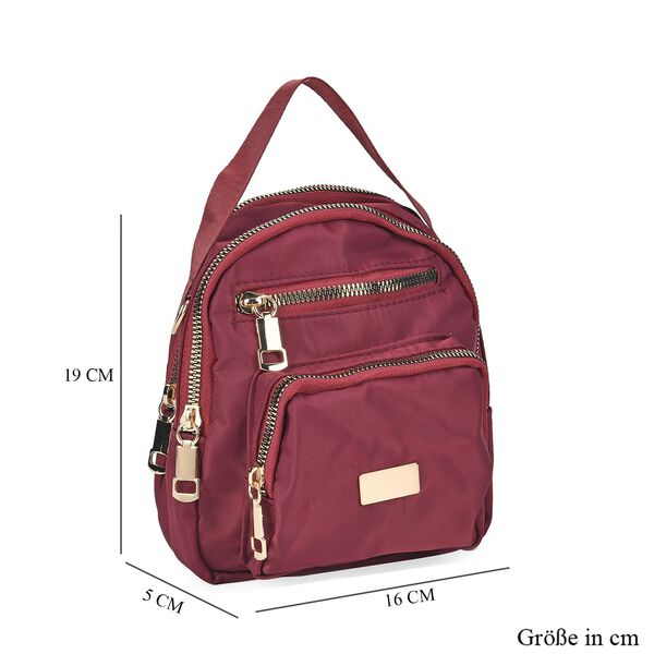 Kompakte Umh&auml;ngetasche mit RFID-Schutz, 4 Au&szlig;enf&auml;chern, verstellbarem Gurt, 16x5x19 cm, Burgunderrot image number 6