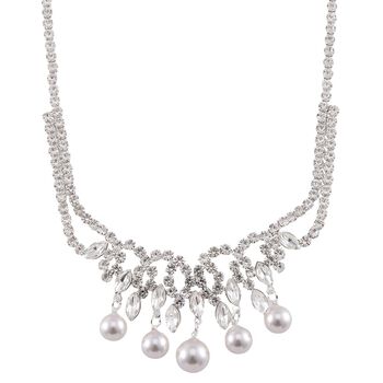 Wei&szlig;e Muschelkernperle Schmuckset Messing