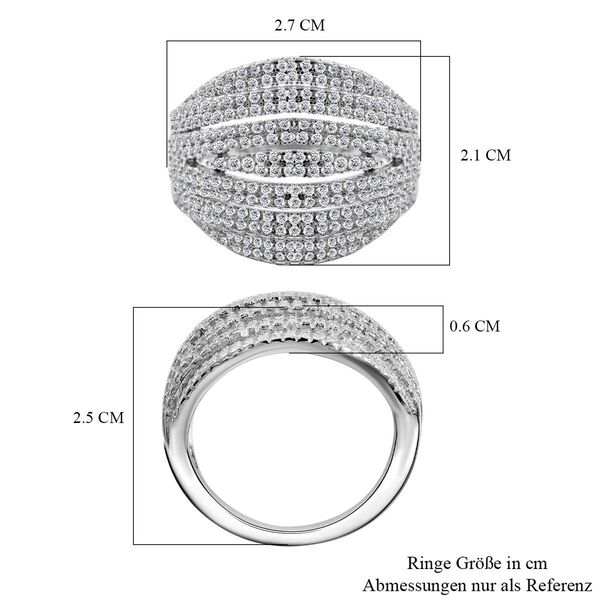 Lustro Stella - Wei&szlig;er Zirkonia Ring, 925 Silber platiniert (Gr&ouml;&szlig;e 17.00) ca. 2.64 ct image number 7