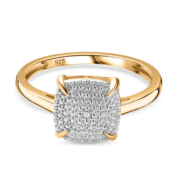 Wei&szlig;er Diamant P3 Ring 925 Silber Gelbgold Vermeil, ca. 0,01 ct. image number 0