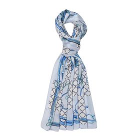 LA MAREY 100% Maulbeerseiden Schal, Blau