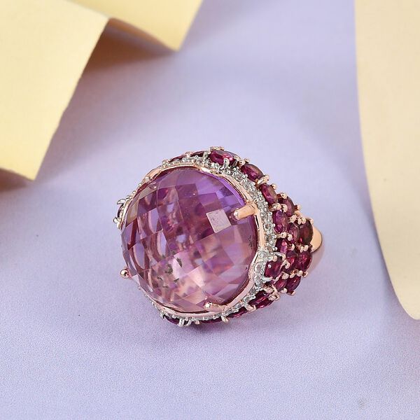 GP Art D&eacute;co Kollektion - Rose De France Amethyst, Rhodolith Granat und Multi-Edelstein-Ring - 24,72 ct. image number 1